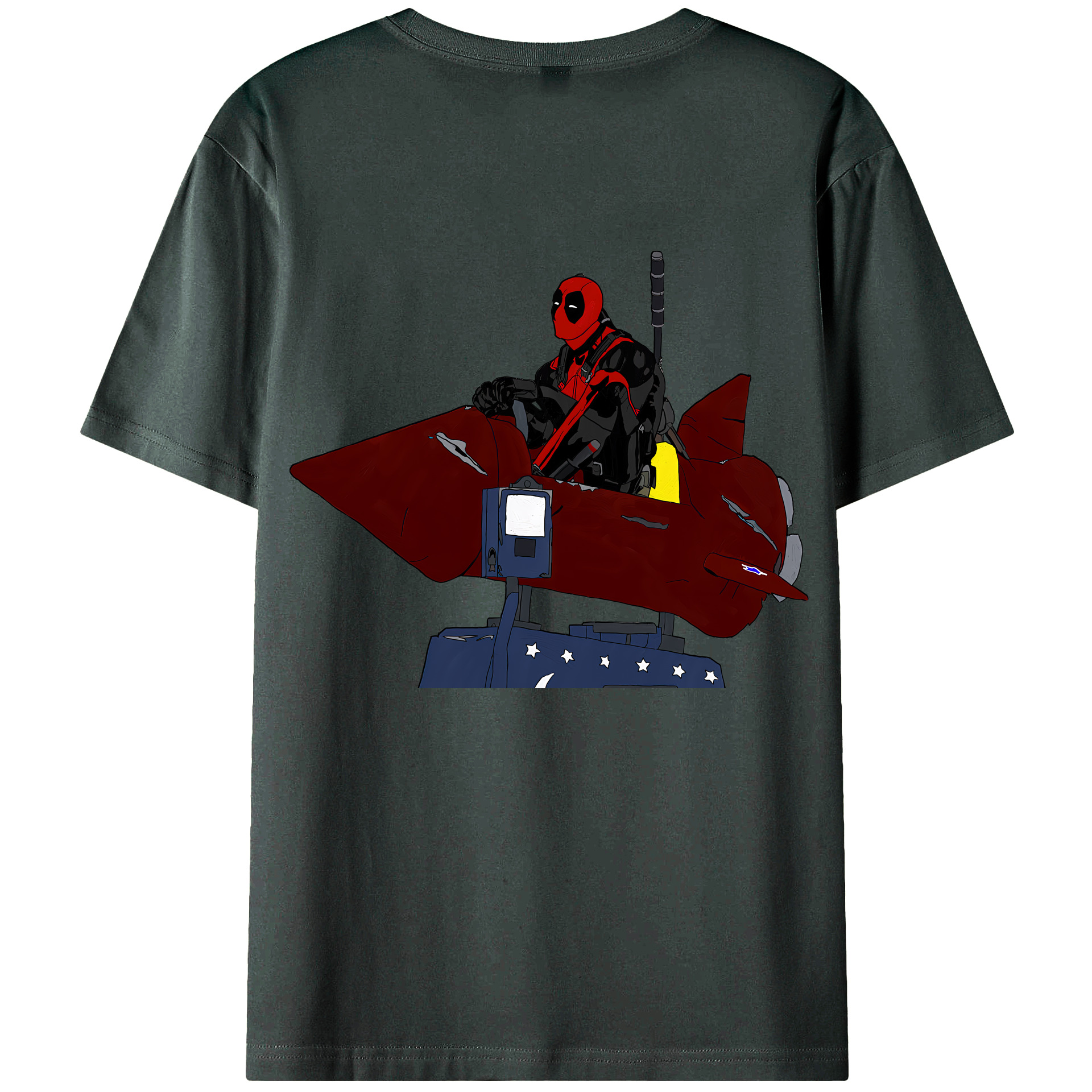 （画像用） Deadpool デッドプール 綿100％ メンズ半袖Tシャツ（バックプリント） 通気性